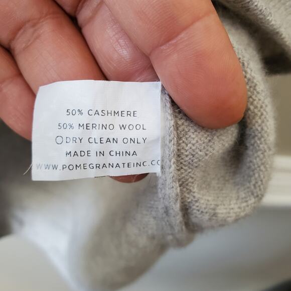 Women Pomegranate Cashmere Hoodie Pullover Sweater M Gray Neutral Scandi Cozy - Picture 5 of 9